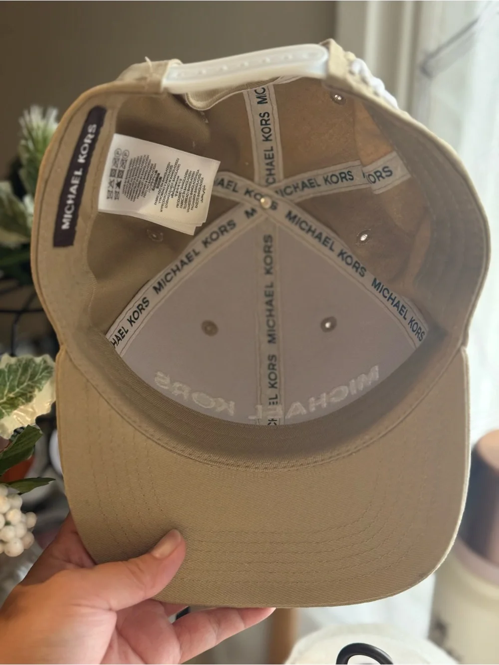 Michael Kors Beige Baseball Cap with White Logo Embroidery